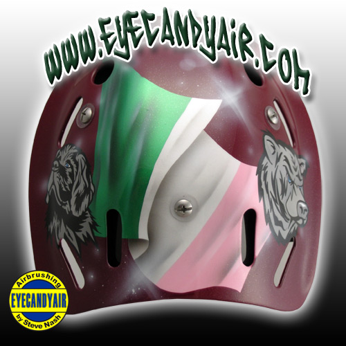 Professional Airbrushed ITECH NFLD Mask Backplate Custom Painted by Steve Nash EYECANDYAIR- Toronto Canada helmet artist