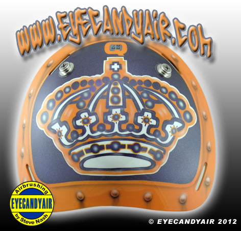 Jonathan Quick Vintage LA KINGS 2012 Goalie Mask Backplate airbrushed by Artist Steve Nash EYECANDYAIR on a Sportmask
