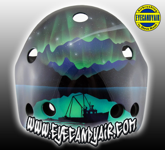 >Custom Airbrushed Eddymask Northern Lights Theme Painted by Steve Nash EYECANDYAIR- Toronto