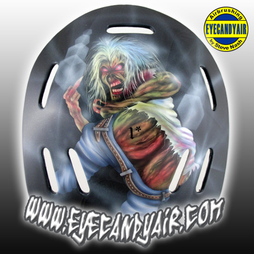 airbrushed Goalie Mask maiden tribute Painted by maskartist Steve Nash EYECANDYAIR- Toronto