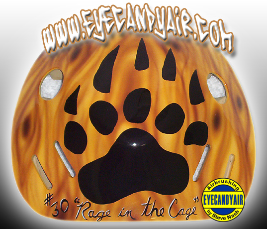 Custom Painted Goalie Mask Backplate Skullcap by EYECANDYAIR