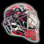 Cam Ward Game Used 2009 Goalie Mask Cams Champs charity