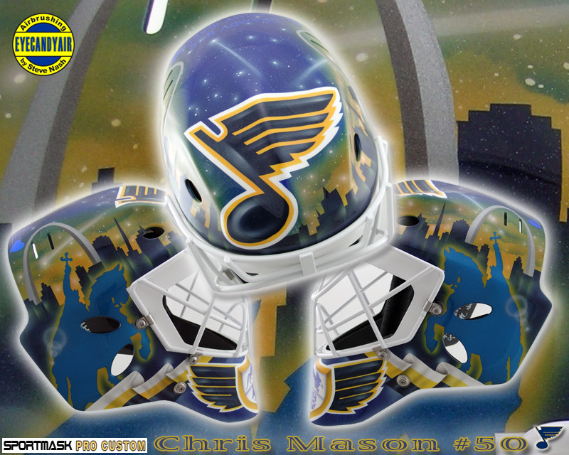 Chris Mason Predators airbrushed goalie mask by EYECANDYAIR