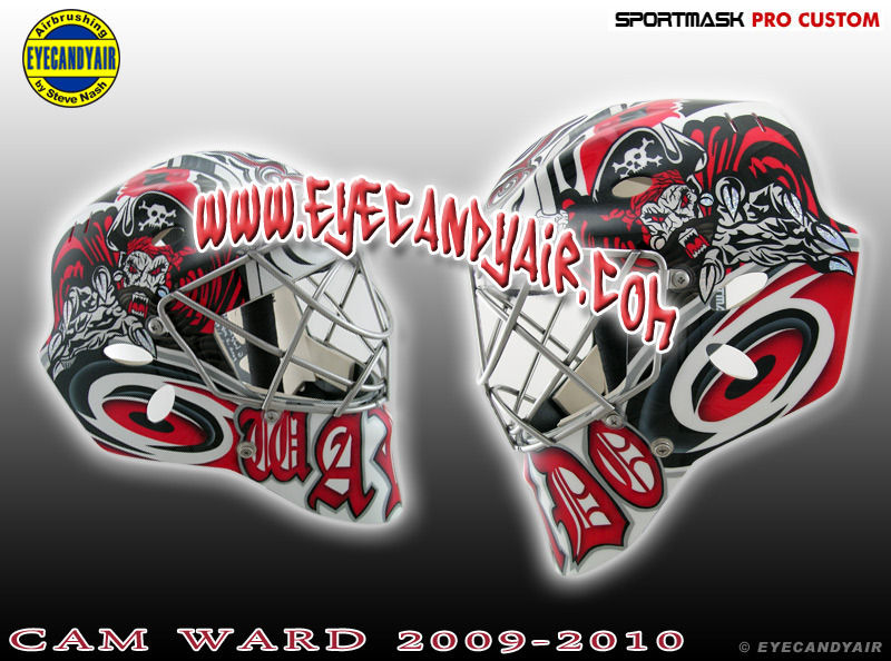 Cam Ward 2009 blackbeard Pirate Mask airbrushed by mask artist Steve Nash EYECANDYAIR