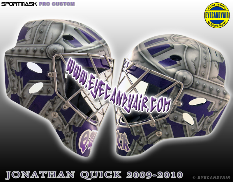 Jonathan Quick Los Angeles Kings 2009-2010 Custom Goalie Knight Mask Airbrush Painted by Steve Nash EYECANDYAIR on sportmask