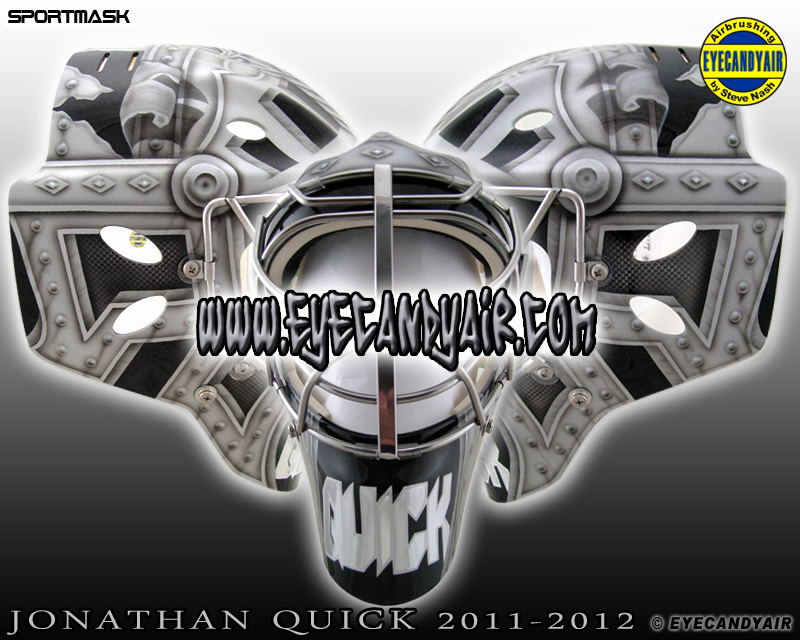 Jonathan Quick Goalie Mask Airbrush Painted by EYECANDYAIR 2011 LA KINGS