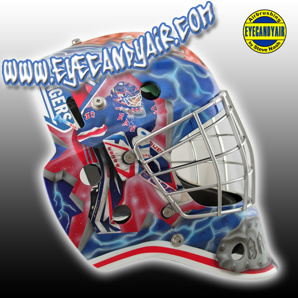 airbrushed Goalie Mask tribute painted by maskartist Steve Nash EYECANDYAIR Candad