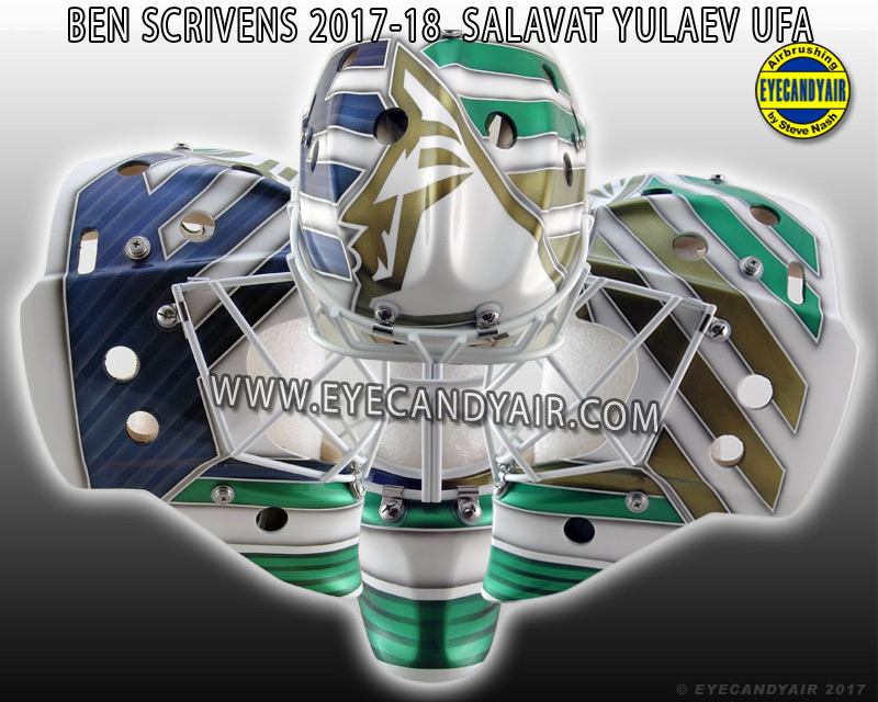 Ben Scrivens Salavat Yulaev Ufa Custom Painted Goalie Mask by EYECANDYAIR