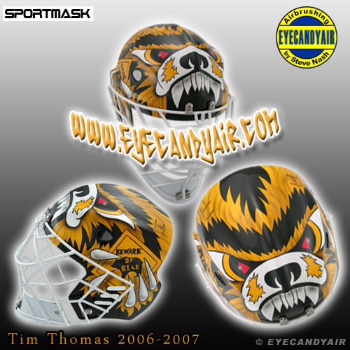 Tim Thomas Black and White Beware of Bear Airbrushed Sportmask