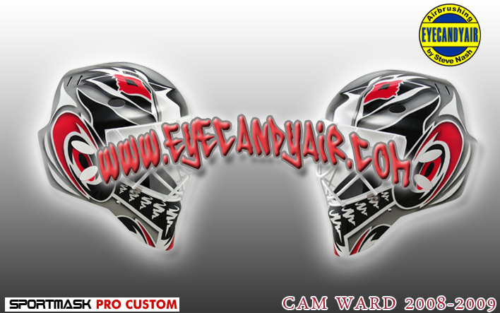 Cam Ward carolina Hurricanes Custom Airbrush Painted Custom 2008 Goalie Mask by EYECANDYAIR