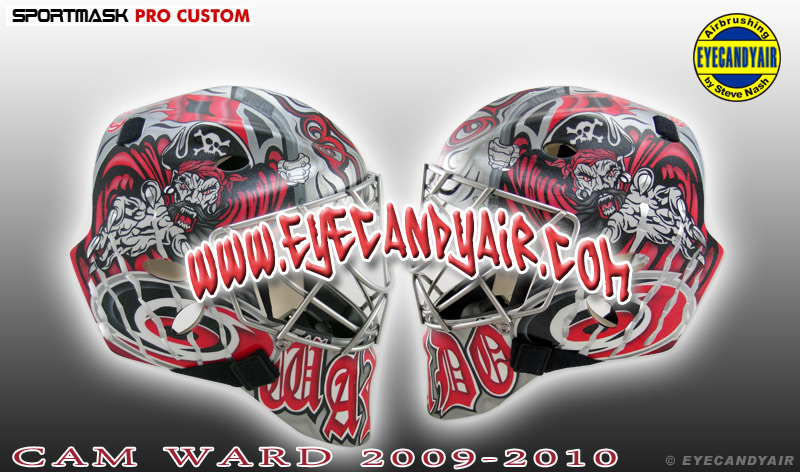 Cam Ward blackbeard pirate carolina Hurricanes Custom Airbrush Painted Sportmask Pro Custom Goalie Mask by EYECANDYAIR