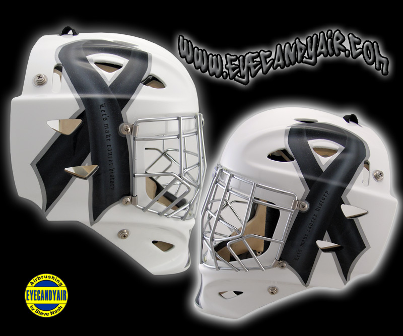 Cancer awareness Itech goalie mask Custom Airbrush Painted Goalie Mask by EYECANDYAIR