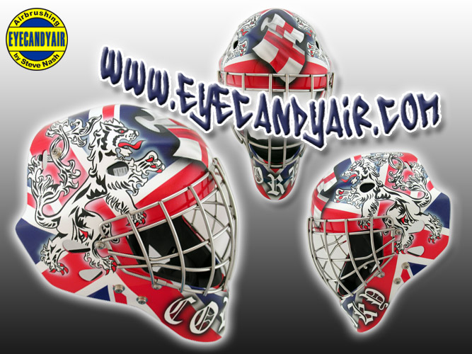 Custom Airbrush Lion Painted on a Sportmask Goalie Mask by EYECANDYAIR