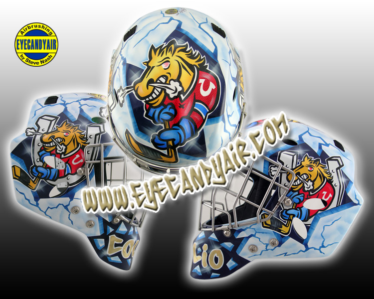 Custom Airbrush Painted team theme Sportmask Goalie Mask by EYECANDYAIR artist Steve Nash