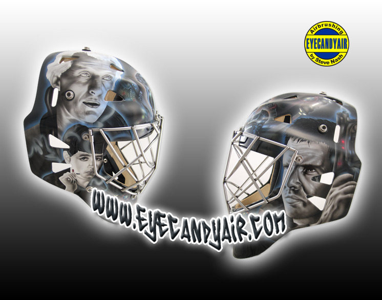 Airbrushed Goalie Mask Tribute Eddymask Painted by Steve Nash EYECANDYAIR- Toronto