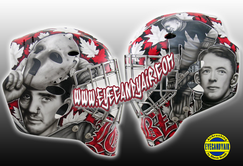 Jacques Plante and Georges Vezina Custom Airbrushed Tribute Portrait Goalie Mask by EYECANDYAIR