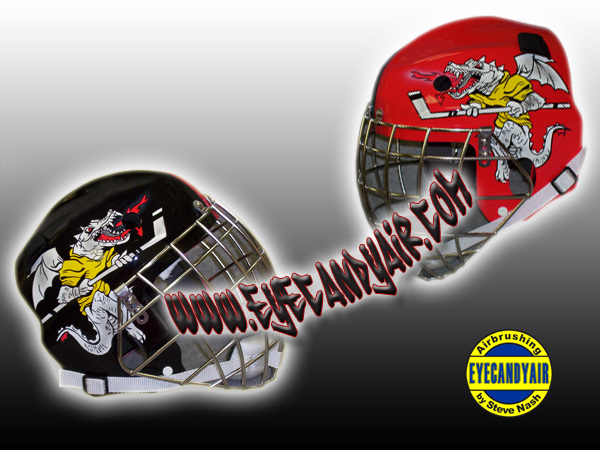 Custom Painted dragon theme Sportmask Mage Goalie Mask by EYECANDYAIR