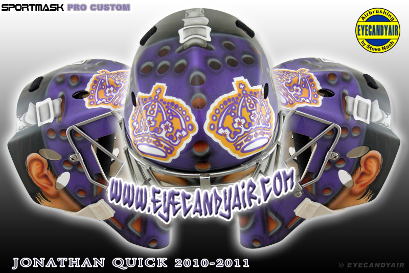 Jonathan Quick vintage Rogie Vachon goalie mask 2010 LA Kings Airbrush Painted by Steve Nash EYECANDYAIR