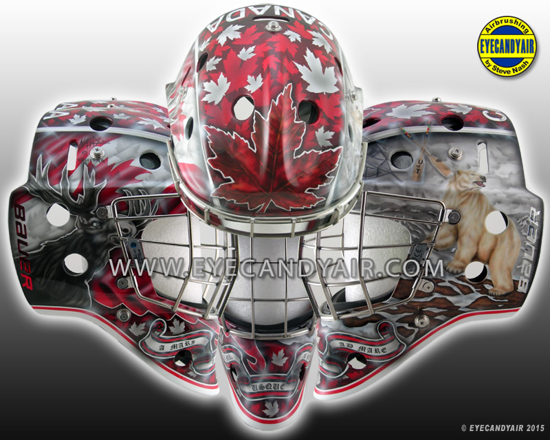 Nicole Kesteris' 2015 Team Canada Universiades Goalie Mask Airbrushed by EYECANDYAIR