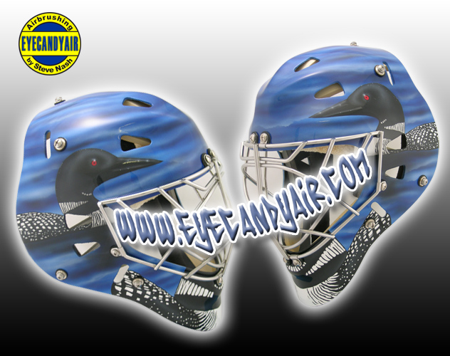 Custom Painted Loon Goalie Mask by EYECANDYAIR