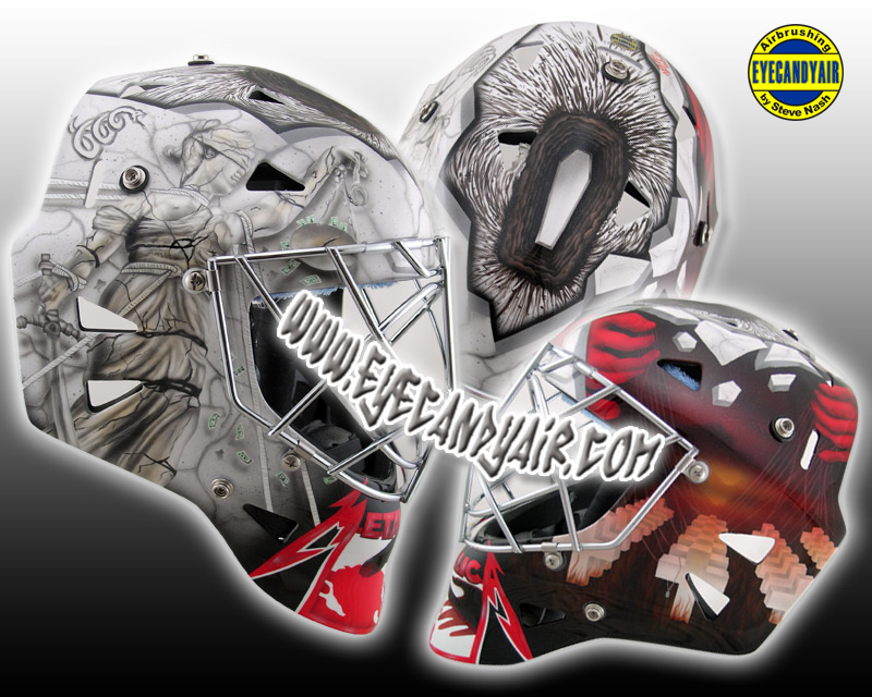 airbrushed Goalie Mask tribute Painted by maskartist Steve Nash EYECANDYAIR- Toronto