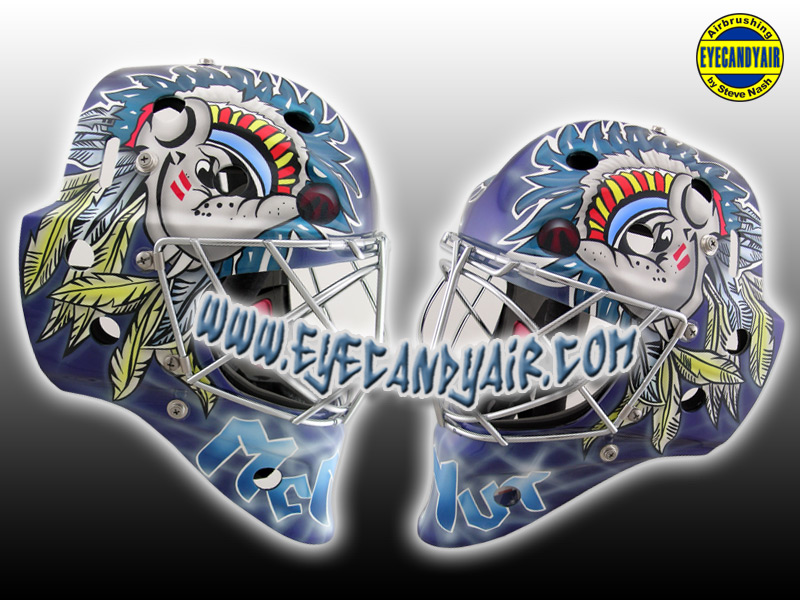 custom airbrushed rat theme goalie mask painted by Steve Nash EYECANDYAIR Toronto