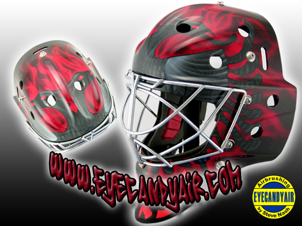 Airbrush Painted Phoenix Itech Goalie Mask Art by EYECANDYAIR