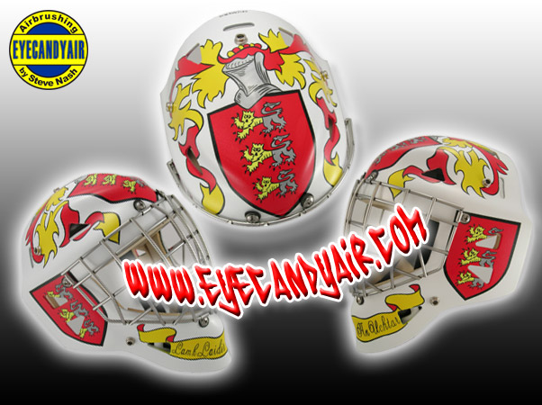 Custom Painted family crest Sportmask Goalie Mask by EYECANDYAIR