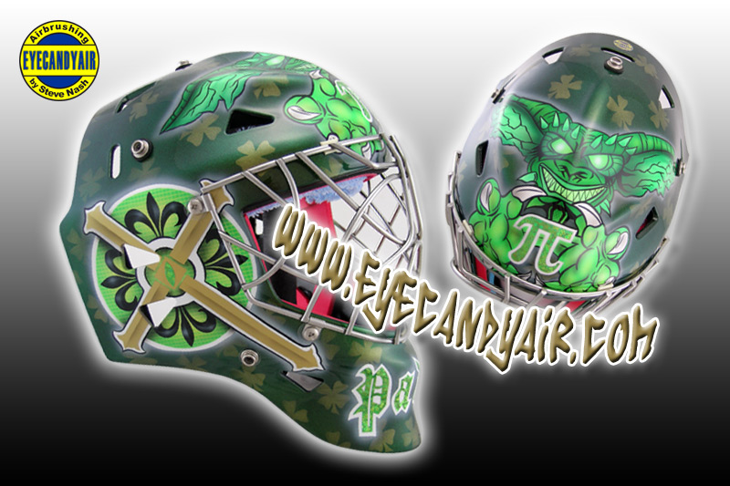 Irish heritage themed custom painted EDDYMASKS goalie mask by EYECANDYAIR