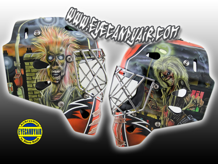 airbrushed maiden tribute Goalie Mask by maskartist Steve Nash EYECANDYAIR- Toronto