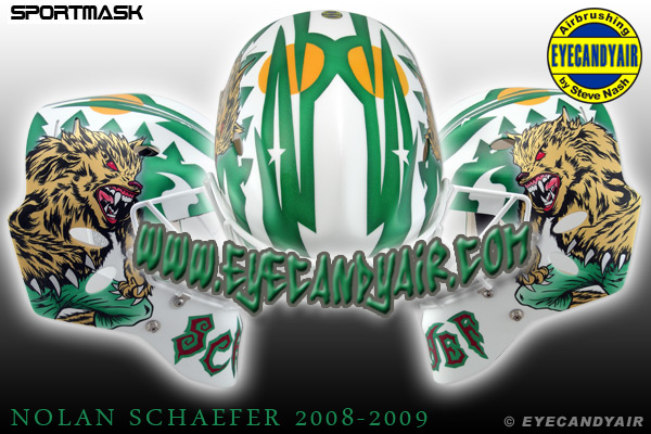 Nolan Schaefer Houston Aeros 2009 Werewolf Sportmask painted goalie mask EYECANDYAIR