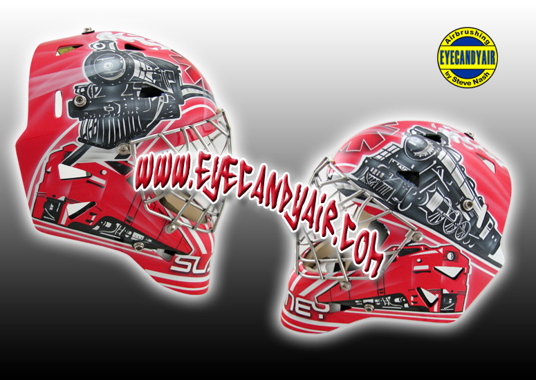 prodessional airbrushed Goalie Mask Painted by maskartist Steve Nash EYECANDYAIR- Toronto