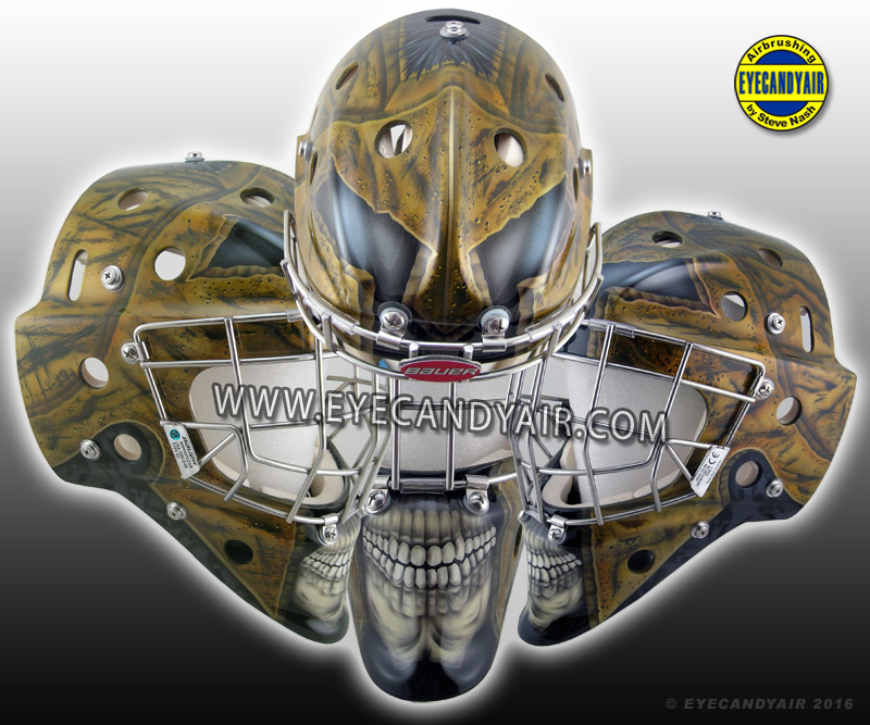 Spartan Helmet Design Custom Airbrush Painted Goalie Mask Art by