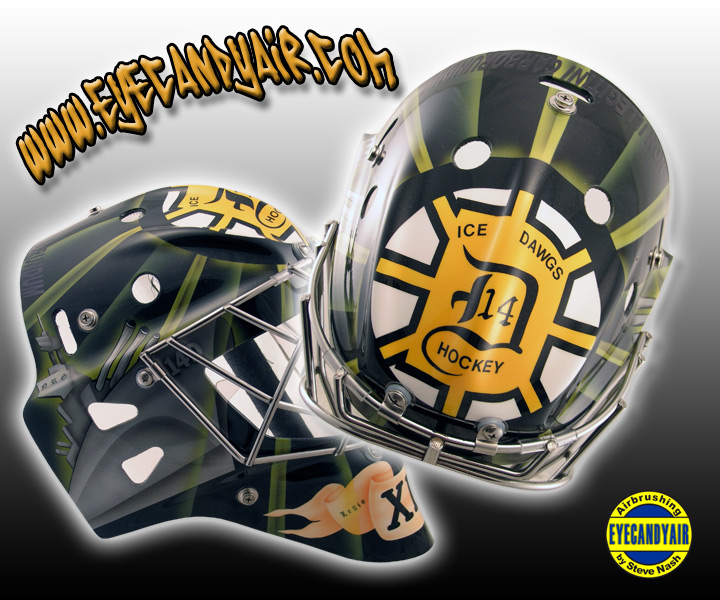 Professional Airbrushed Shock Goalie Mask Helmet Custom Painted by Steve Nash EYECANDYAIR- Toronto