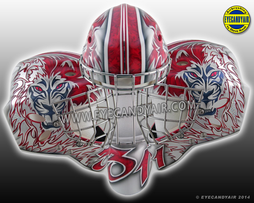 Custom Painted Leo Lion theme Sportmask Goalie Mask by EYECANDYAIR