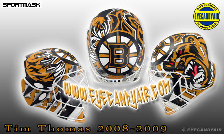 Tim Thomas Black and White Beware of Bear Airbrushed Sportmask