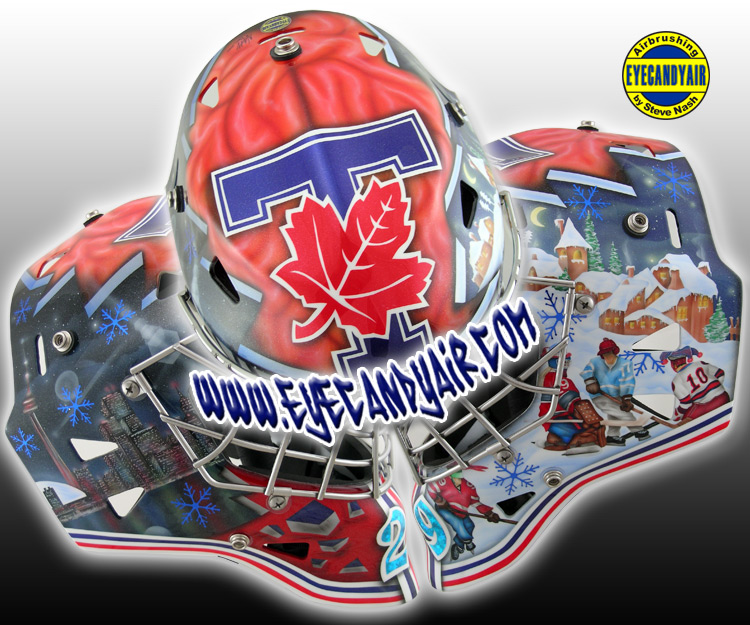 Nicole Kesteris custom airbrush painted Eddymask goalie mask by Steve Nash EYECANDYAIR