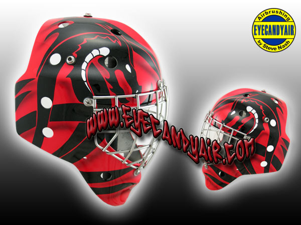 airbrushed tribal dragon goalie mask eddymask art by EYECANDYAIR