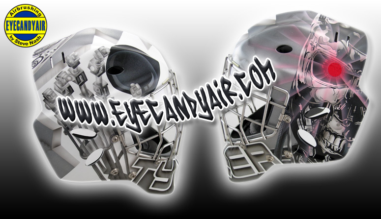 airbrushed Sportmask hockey goalie mask painted by EYECANDYAIR toronto helmet artist