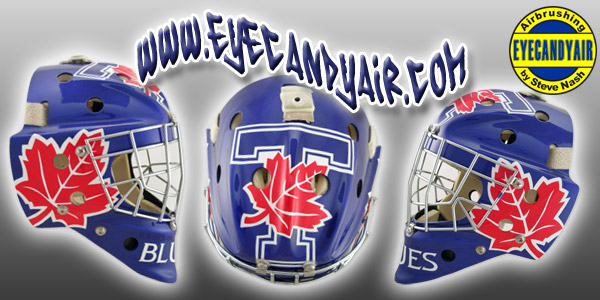 andrew martin goalie mask airbrushed painted Itech art by EYECANDYAIR varsity blues toronto