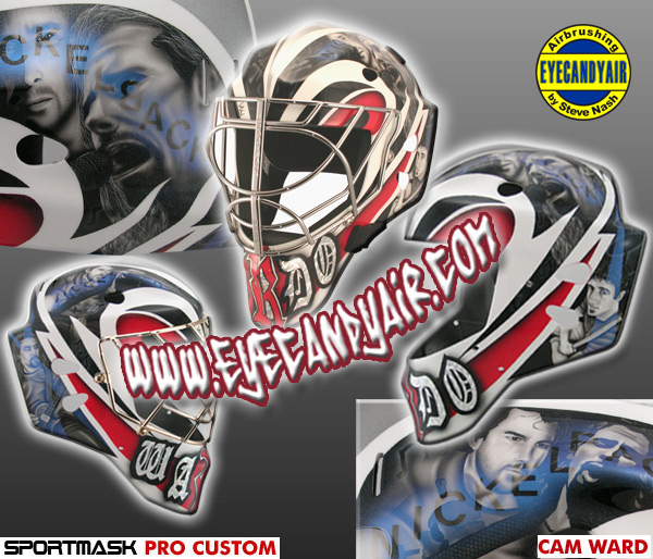 Cam Ward Custom Painted Nickelback Goalie Mask by EYECANDYAIR